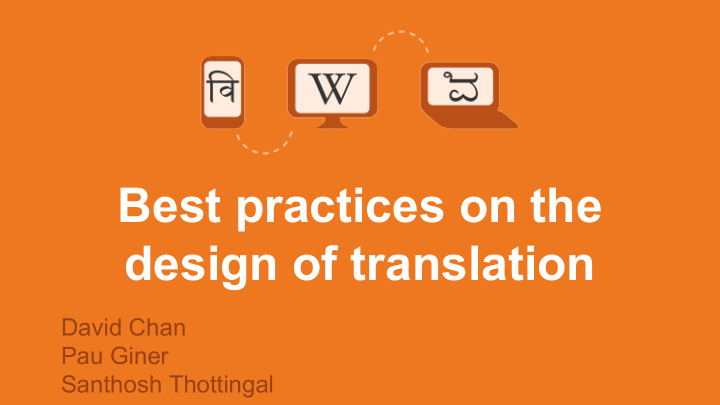 best practices on the design of translation
