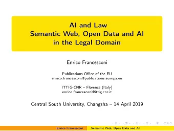 AI and Law  Semantic Web, Open Data and AI  in the Legal Domain  Enrico Francesconi  Publications