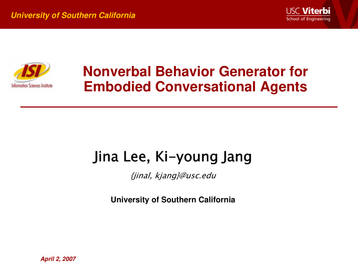 nonverbal behavior generator for embodied conversational