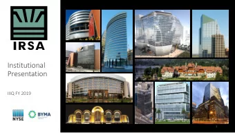 Institutional  Presentation  IIIQ FY 2019  1  IRSA: Leading Real Estate Company in Argentina