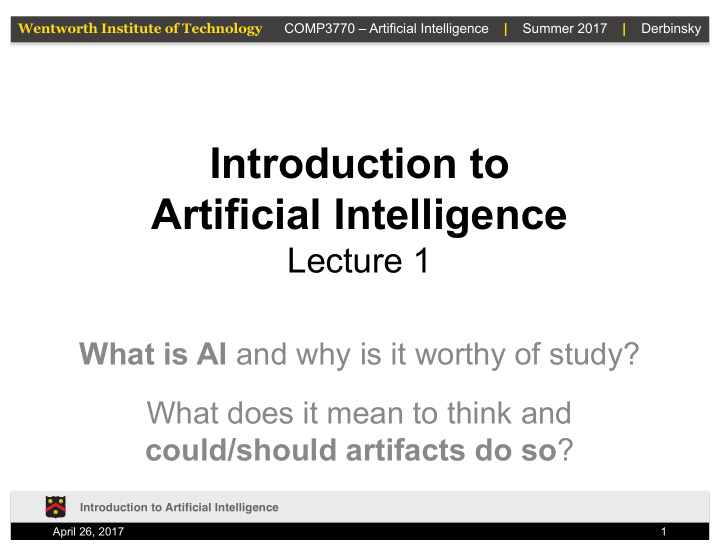 introduction to artificial intelligence