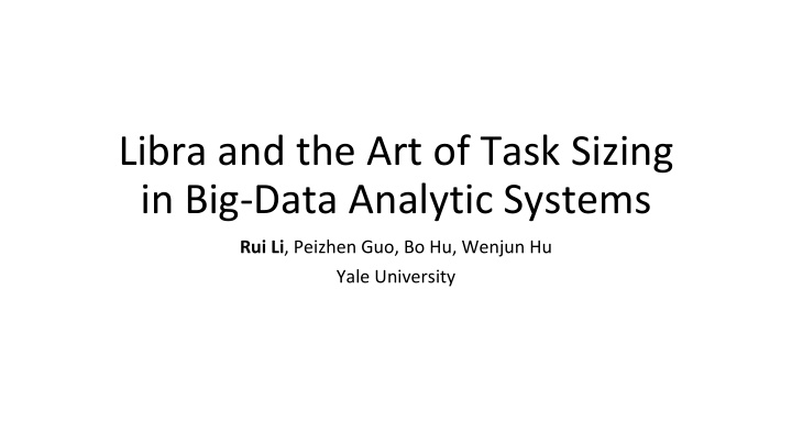 in big data analytic systems