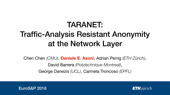 taranet traffic analysis resistant anonymity at the