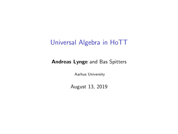 universal algebra in hott