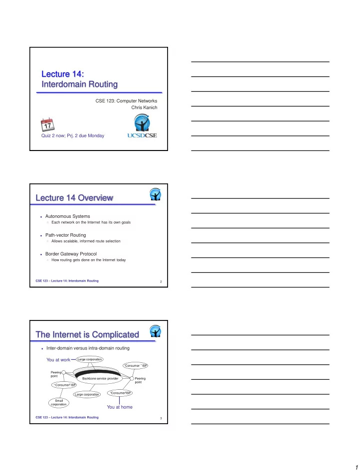 lecture 14 interdomain routing
