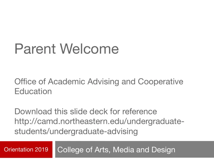 parent welcome