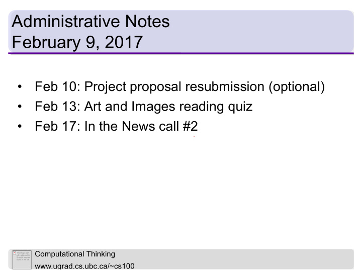 administrative notes february 9 2017
