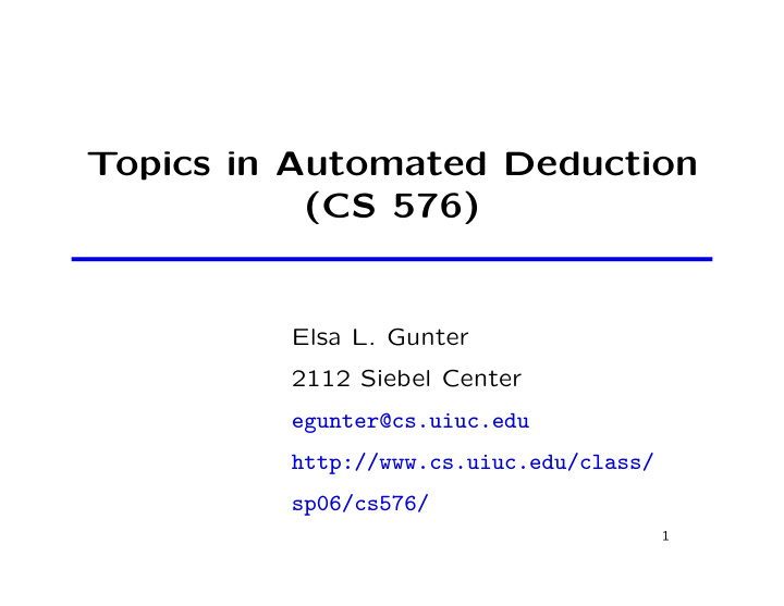 topics in automated deduction cs 576