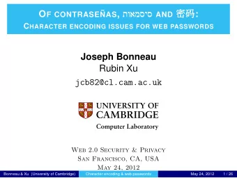 O F CONTRASE  NAS ,  AND         : C HARACTER ENCODING ISSUES