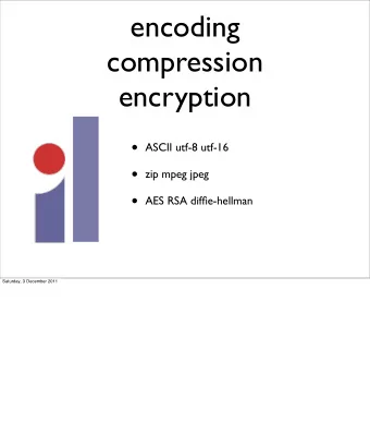 encoding  compression  encryption  ASCII utf-8 utf-16  zip mpeg jpeg  AES RSA