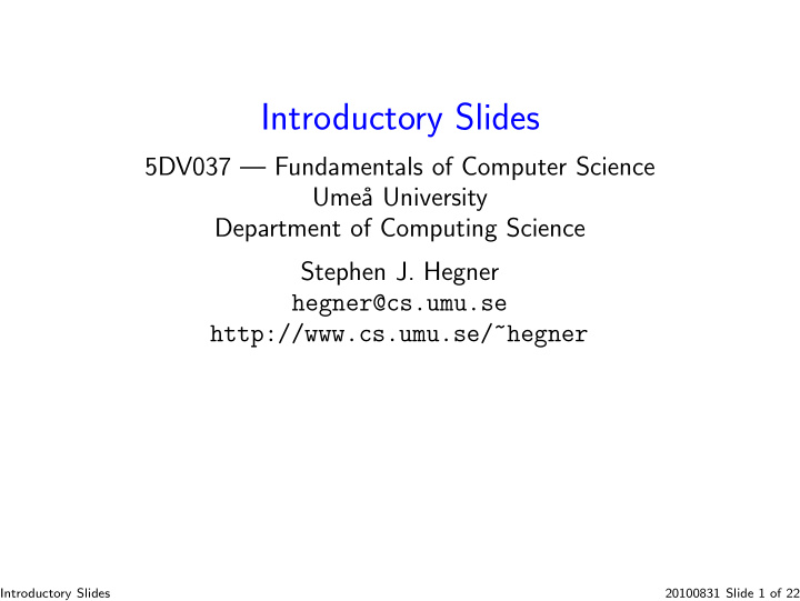 introductory slides