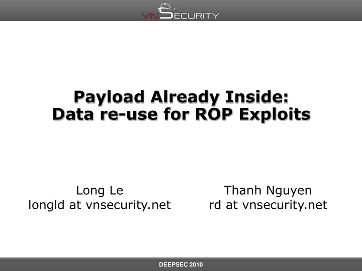 data re use for rop exploits