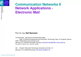 Communication Networks II  www.kom.tu-darmstadt.de  www.httc.de  Network Applications -  Electronic