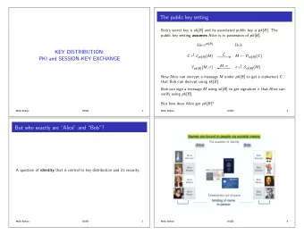 The public key setting Bobs secret key is sk [ B ] and its associated public key is pk [ B ].