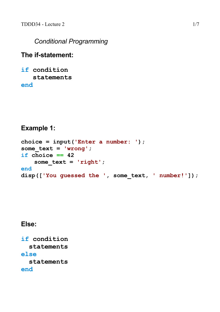 conditional programming the if statement if condition