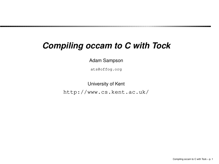 compiling occam to c with tock