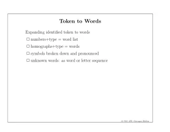 Token to Words  Expanding identified token to words  numbers+type = word list