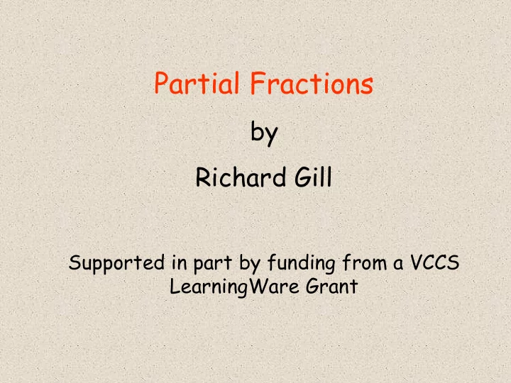 partial fractions