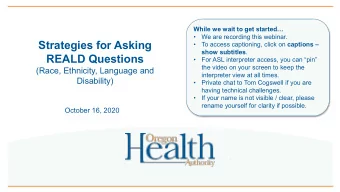 Strategies for Asking   To access captioning, click on captions  show subtitles .  REALD