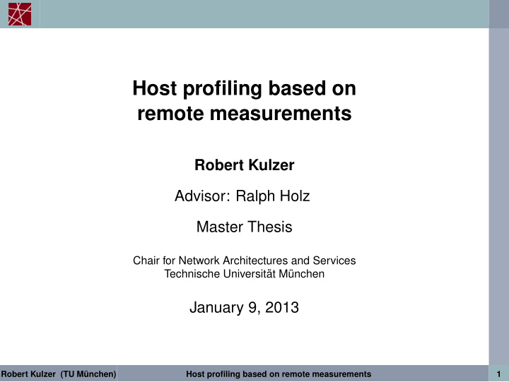 host profiling based on remote measurements