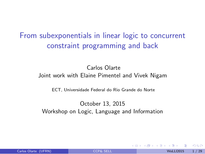 from subexponentials in linear logic to concurrent