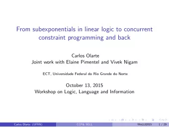 From subexponentials in linear logic to concurrent  constraint programming and back  Carlos Olarte