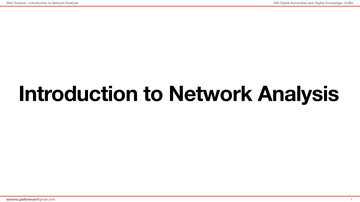 introduction to network analysis