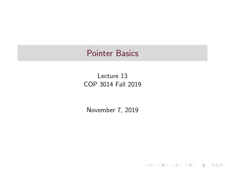 pointer basics