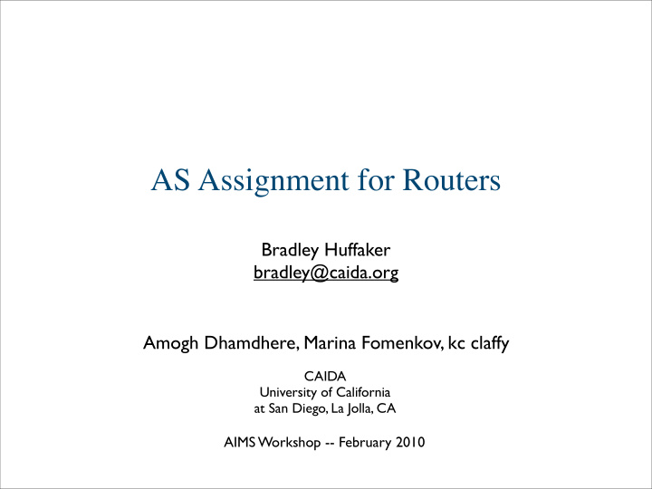 as assignment for routers