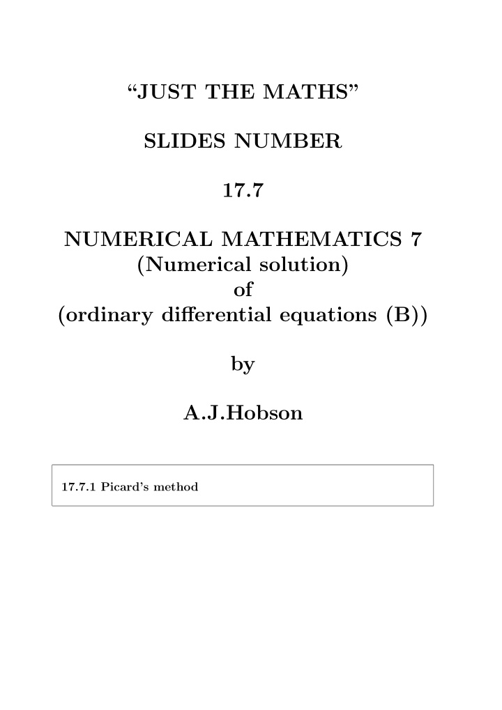just the maths slides number 17 7 numerical mathematics 7