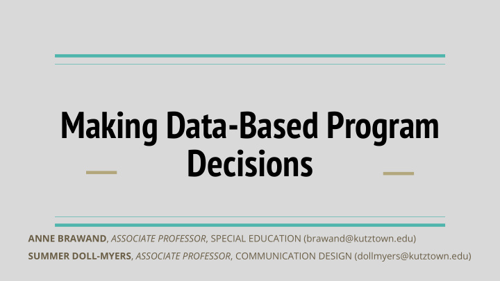 making data based program decisions