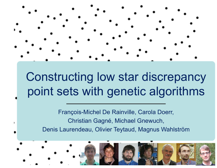 constructing low star discrepancy point sets with genetic