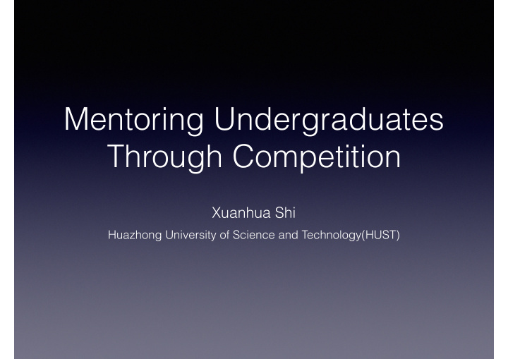 mentoring undergraduates