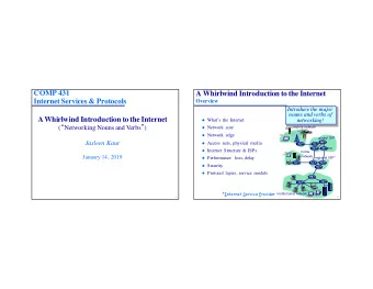 COMP 431  A Whirlwind Introduction to the Internet  Internet Services &amp; Protocols  Overview