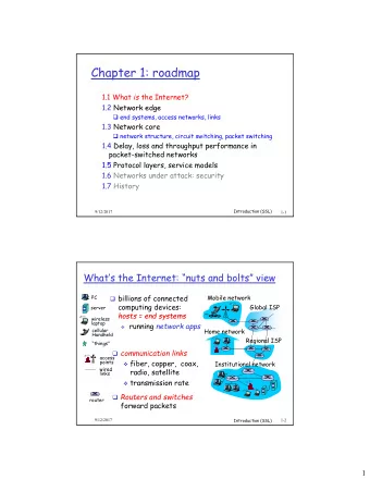 Chapter 1: roadmap 1.1 What is the Internet?  1 2 Network edge  1.2 Network edge  end systems,