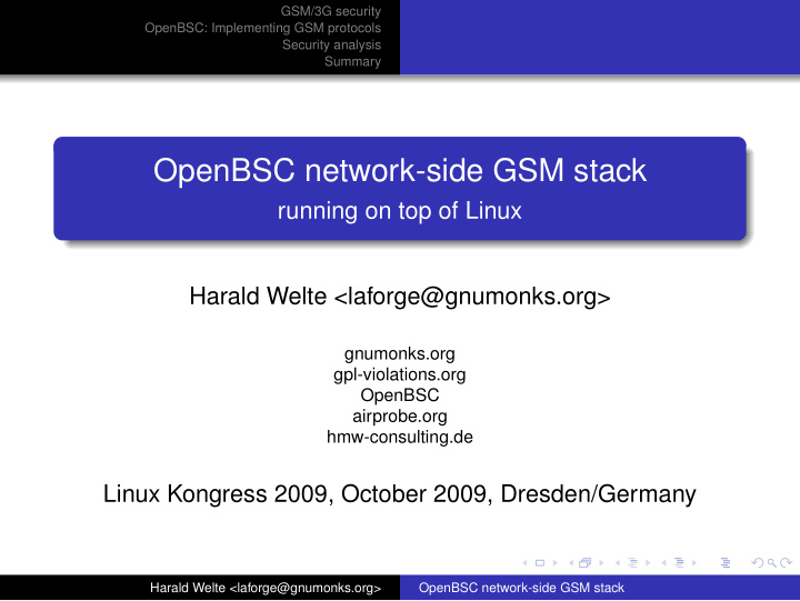 openbsc network side gsm stack