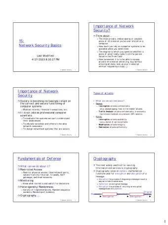 I mport ance of  Net work  Securit y?  Think about   The most  pr ivat e, embar r assing