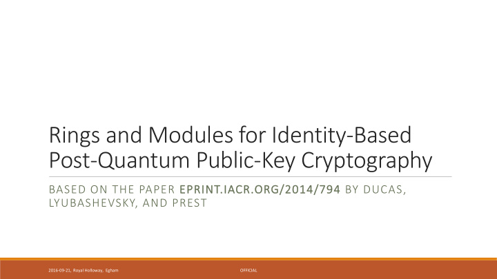 rings and modules for identity based