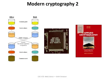 Modern cryptography 2 CSCI 470: Web Science   Keith Vertanen  Overview  Modern cryptography