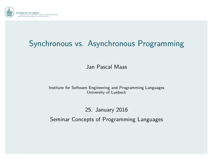 synchronous vs asynchronous programming