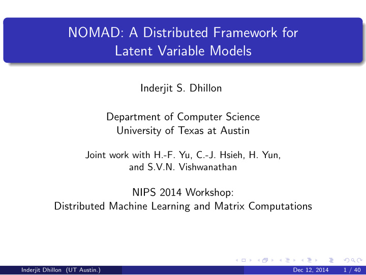 nomad a distributed framework for latent variable models