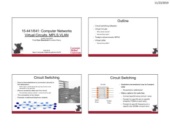 Outline  Circuit switching refresher  Virtual Circuits  15-441/641: Computer Networks  Why