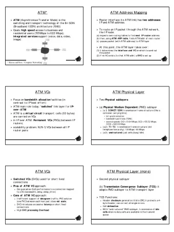 ATM*  ATM Address Mapping  ATM (Asynchronous Transf er Mode) is t he  Rout er int erf ace (t
