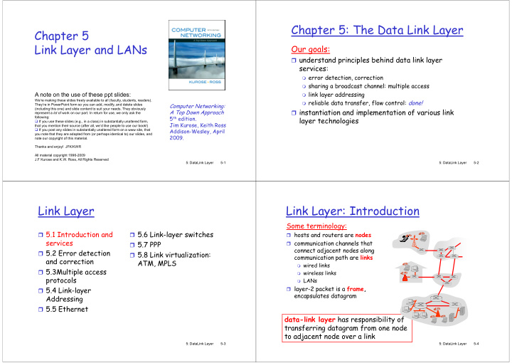 chapter 5 the data link layer chapter 5 link layer and