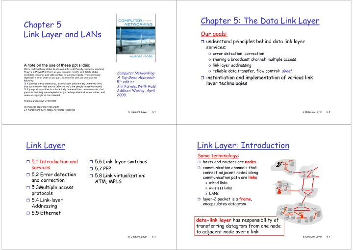 chapter 5 the data link layer chapter 5 link layer and
