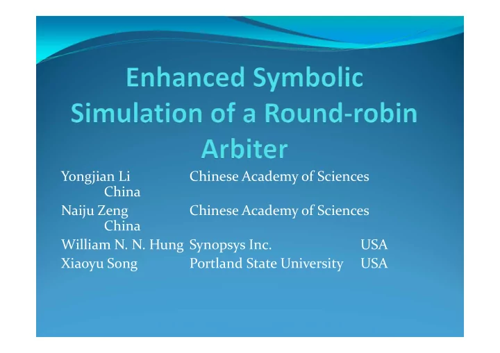 yongjian li chinese academy of sciences china naiju zeng