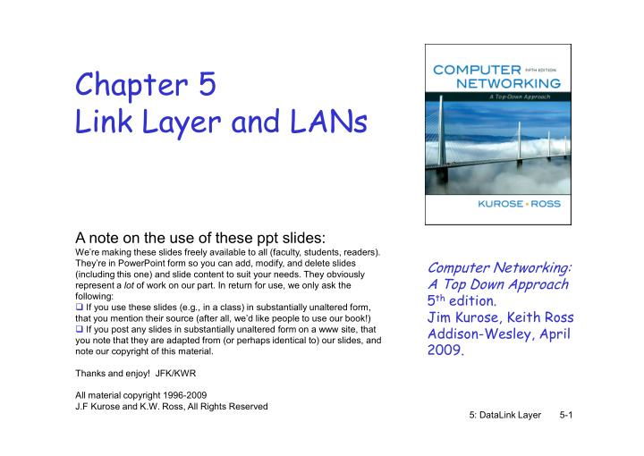 chapter 5 link layer and lans