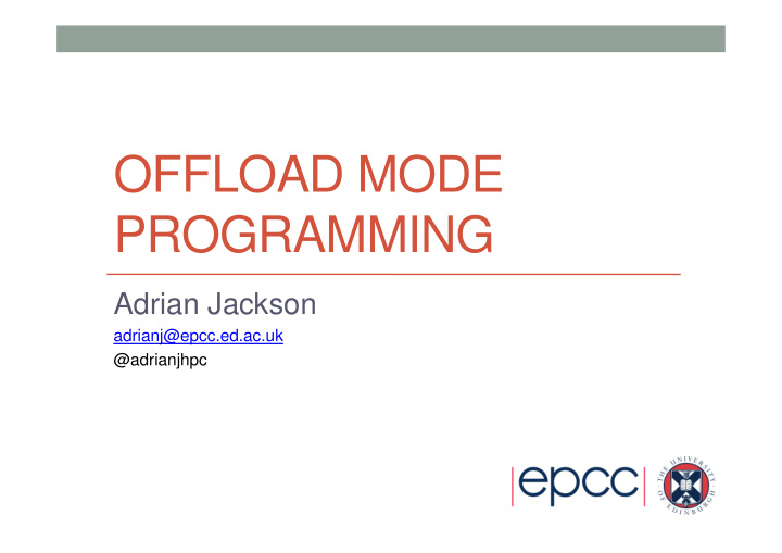 offload mode programming
