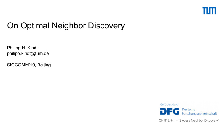 on optimal neighbor discovery