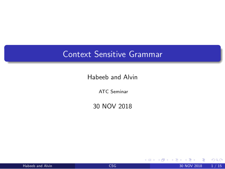 context sensitive grammar